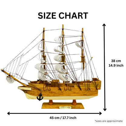 Handmade Confection Model Sea Ship 1G – 38cm with Display Stand, Fully Assembled