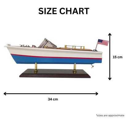 Handcrafted Wooden Model Speed Boat with Stand – Nautical Decor Collectible