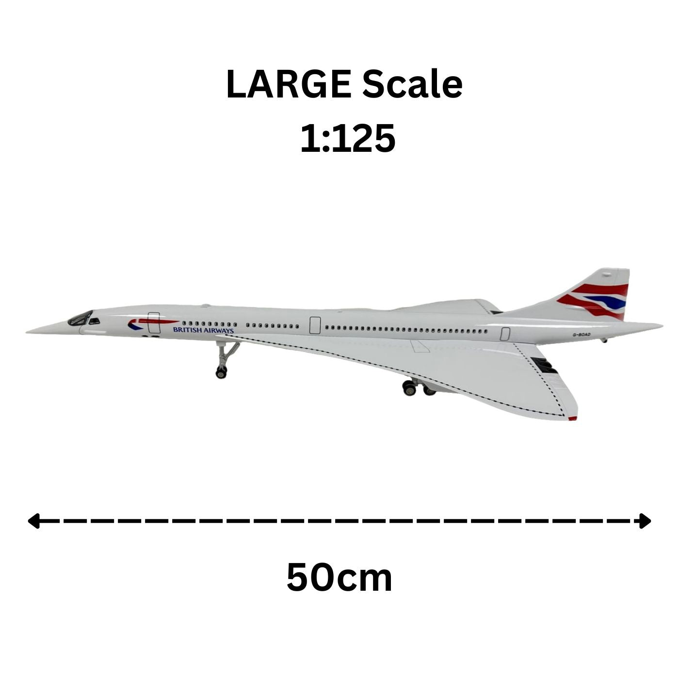 Concorde British Airways BA Diecast Model – Large Scale, Christmas Gift with Display Stand