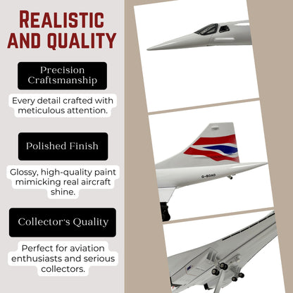 Concorde British Airways BA Diecast Model – Large Scale, Christmas Gift with Display Stand