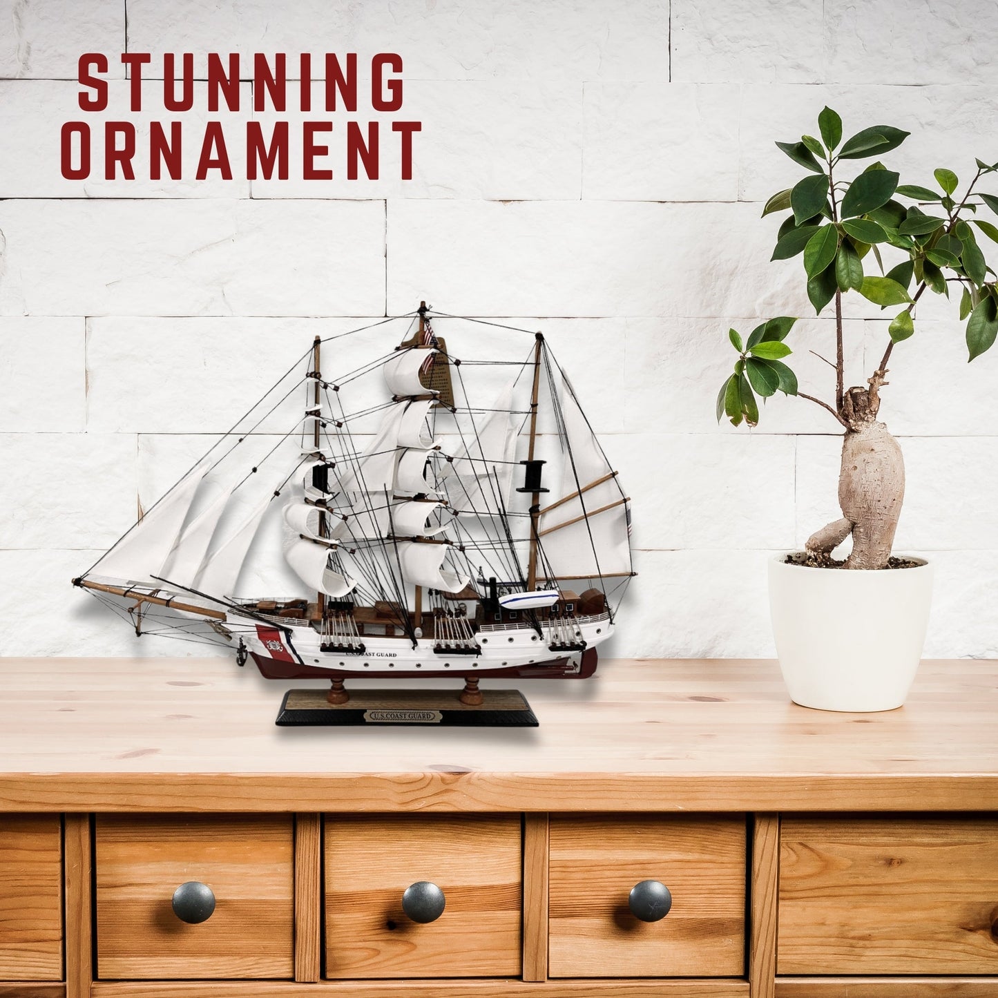 US Coast Guard Model Ship 1H – 65cm Length, Fully Assembled with Stand