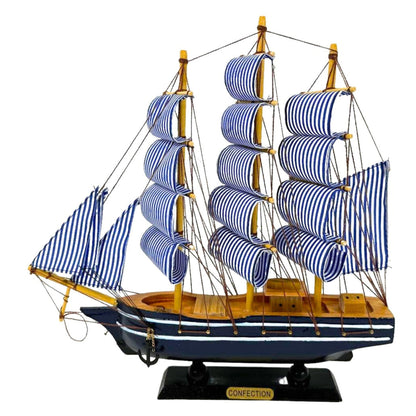 Handmade Blue Confection Ship Model 1L – 32cm x 31cm, Decorative Gift