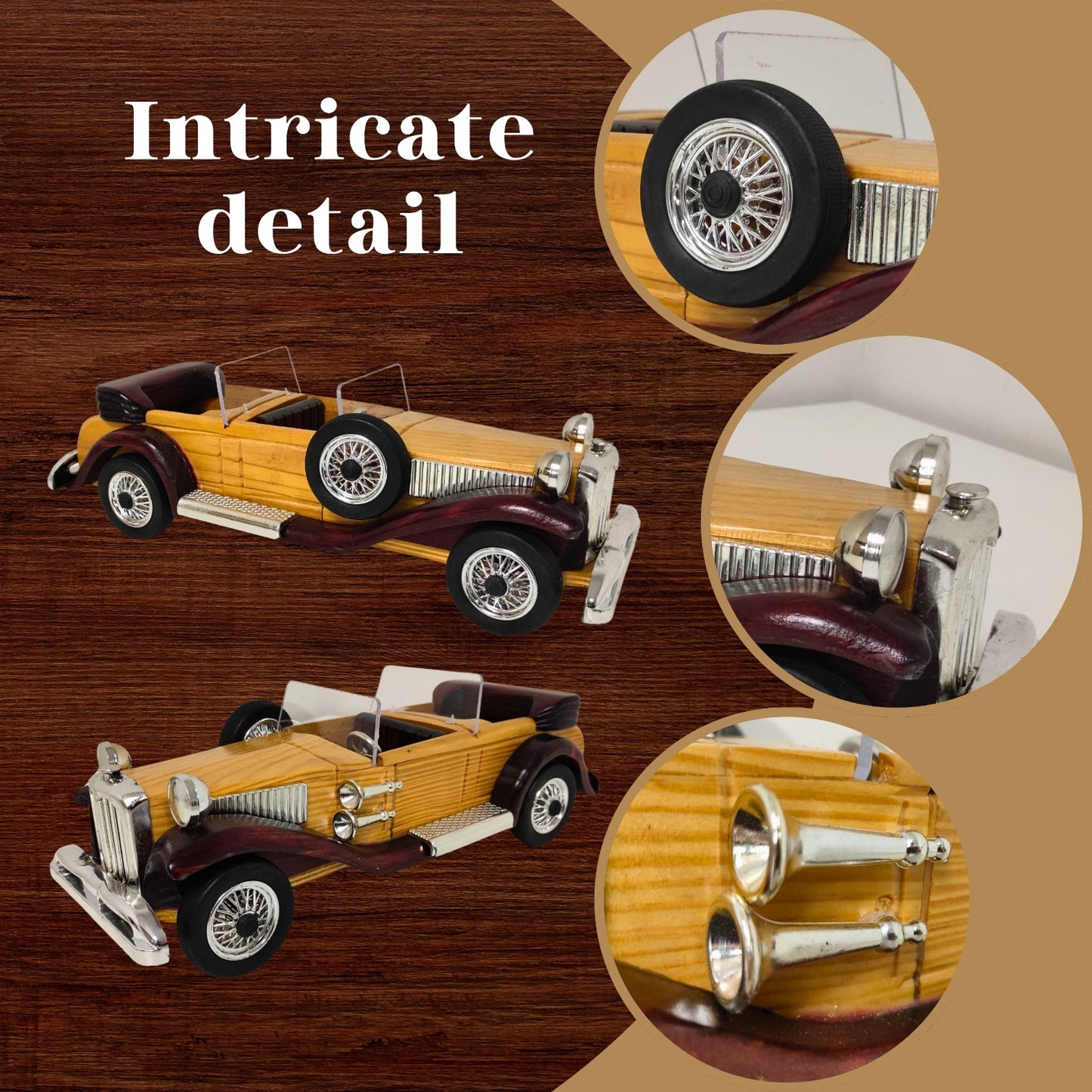 Regal Roadster Handcrafted Classic Wooden Car Model