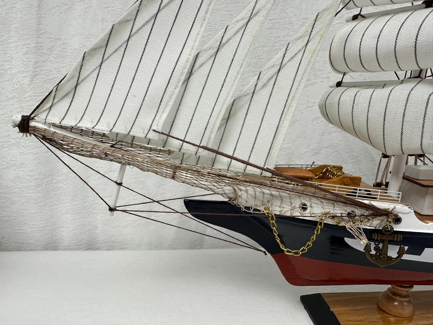 Vintage Belem Model Ship 1V – Handmade, 64cm, Fully Assembled Nautical Decor