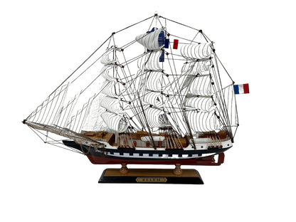 Vintage Belem Model Ship 1V – Handmade, 64cm, Fully Assembled Nautical Decor