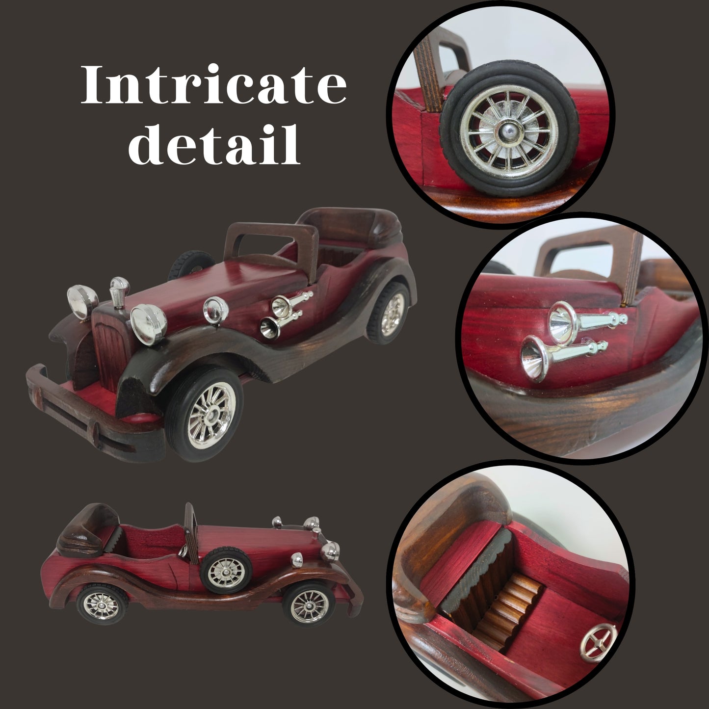 Crimson Model Classic Wooden Car Ideal Gift