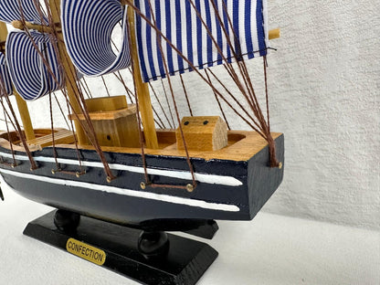 Handmade Blue Confection Ship Model 1L – 32cm x 31cm, Decorative Gift