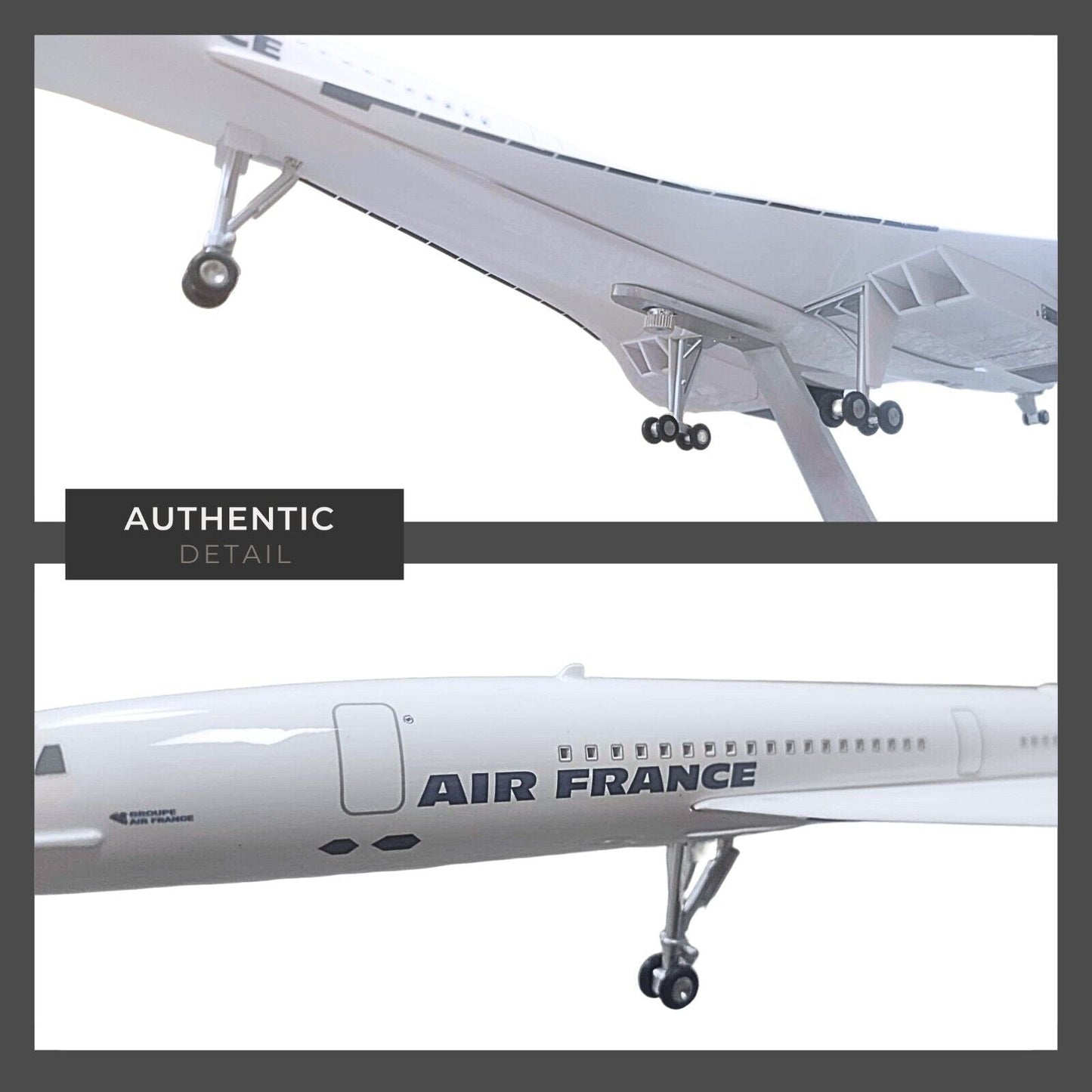 Large-Scale Concorde Air France Model Plane Replica with Voice-Activated Lights