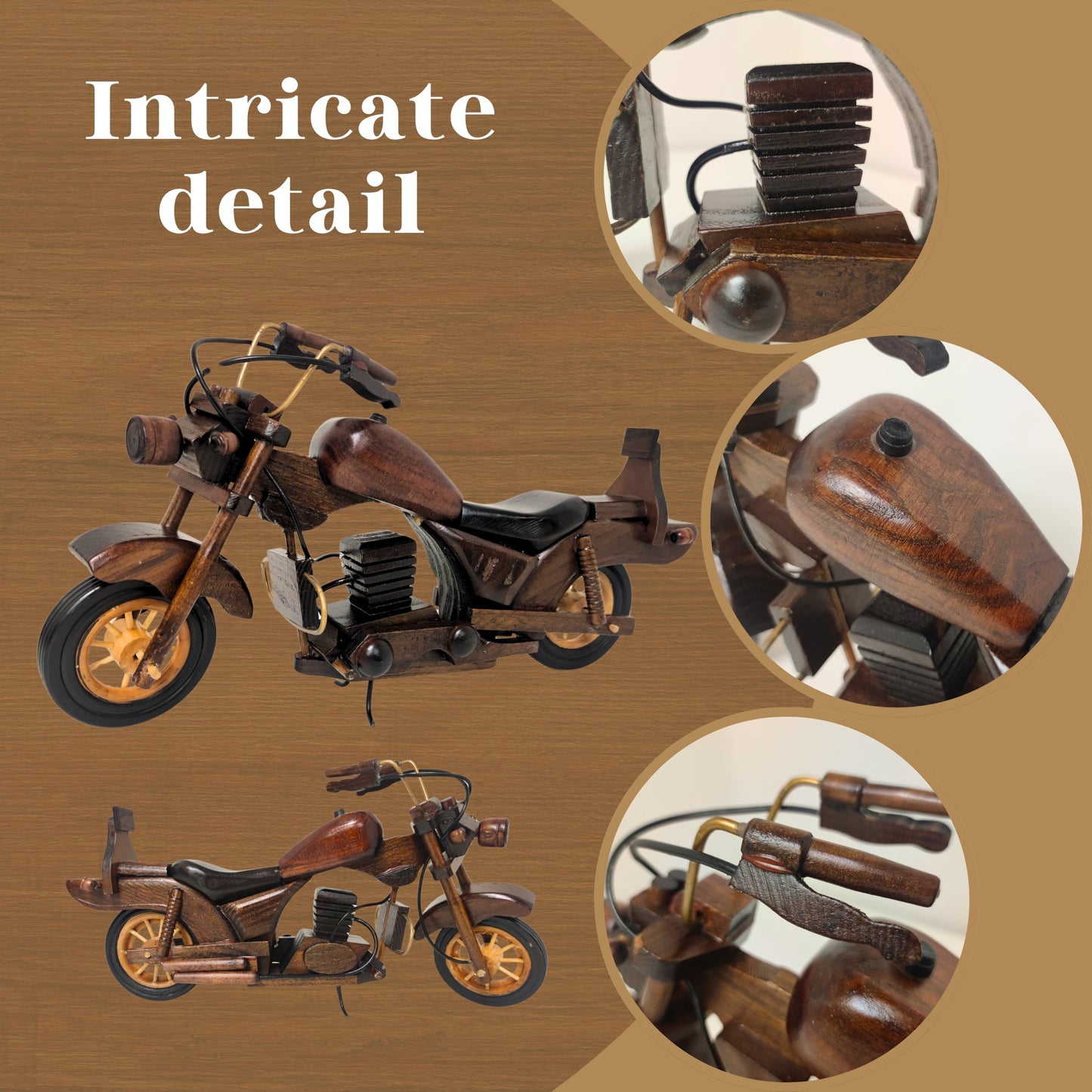 Obsidan Large Scale Model Motorbike Classic Handmade In Wood