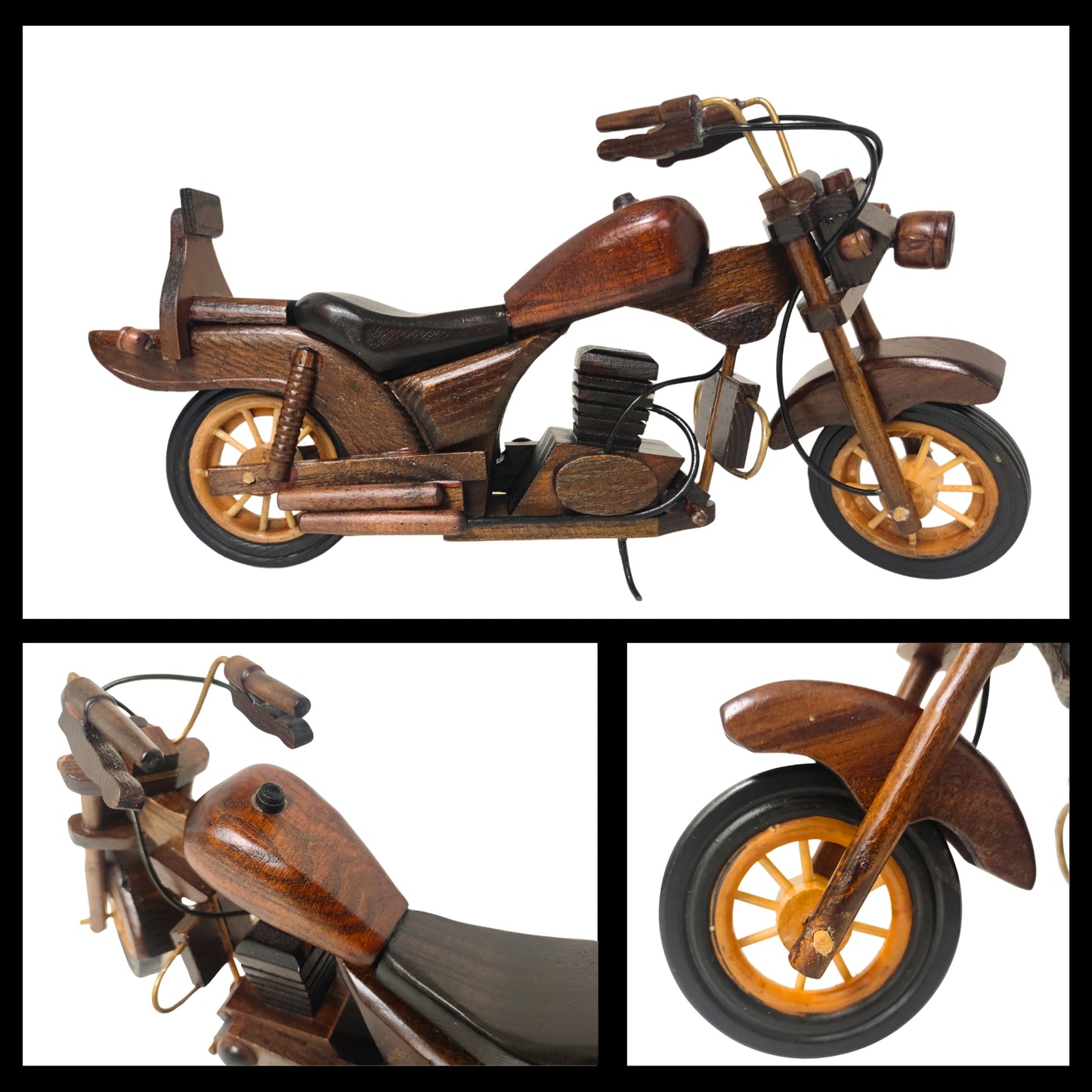 Obsidan Large Scale Model Motorbike Classic Handmade In Wood