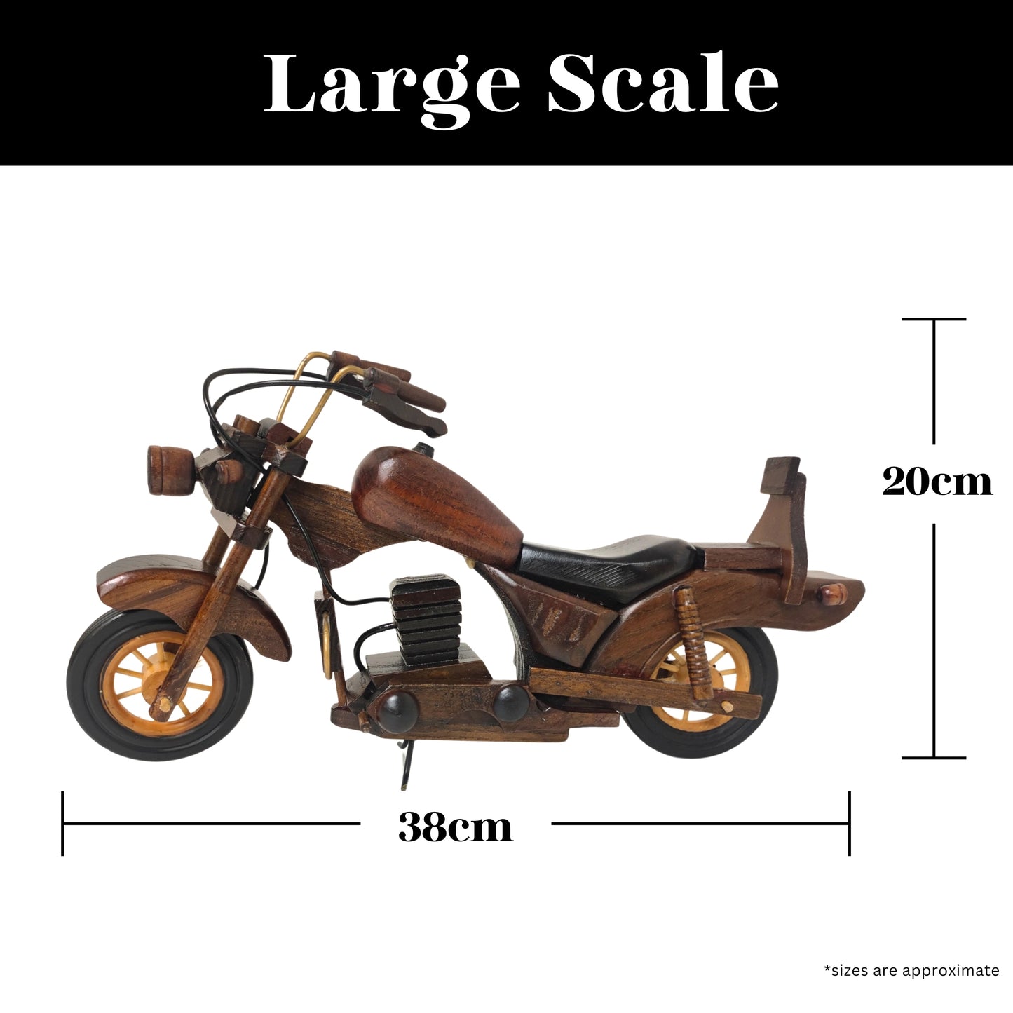 Obsidan Large Scale Model Motorbike Classic Handmade In Wood