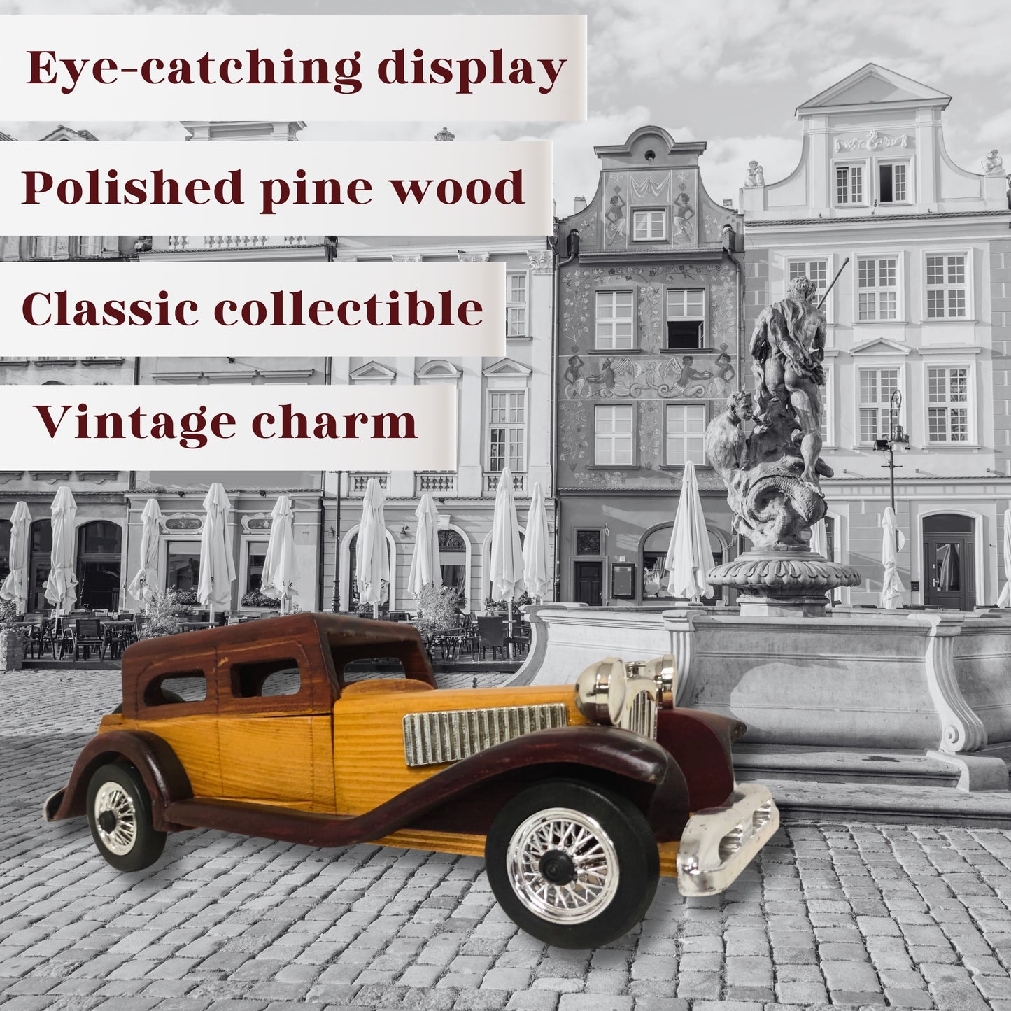 Windsor Cruiser Handcrafted Classic Wooden Car Model – Vintage-Style Collectable