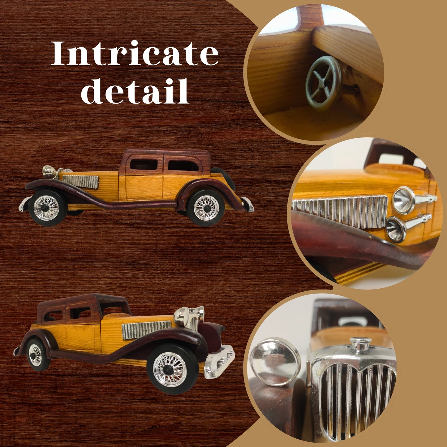 Windsor Cruiser Handcrafted Classic Wooden Car Model – Vintage-Style Collectable