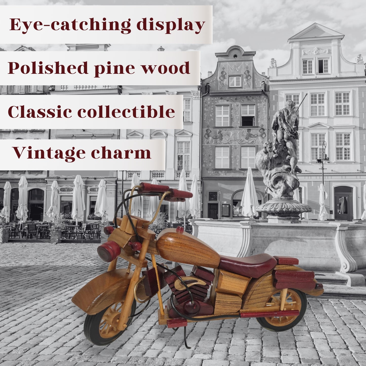 Crimson Cruiser Model Motorcycle Wooden Design Ideal Home Decor