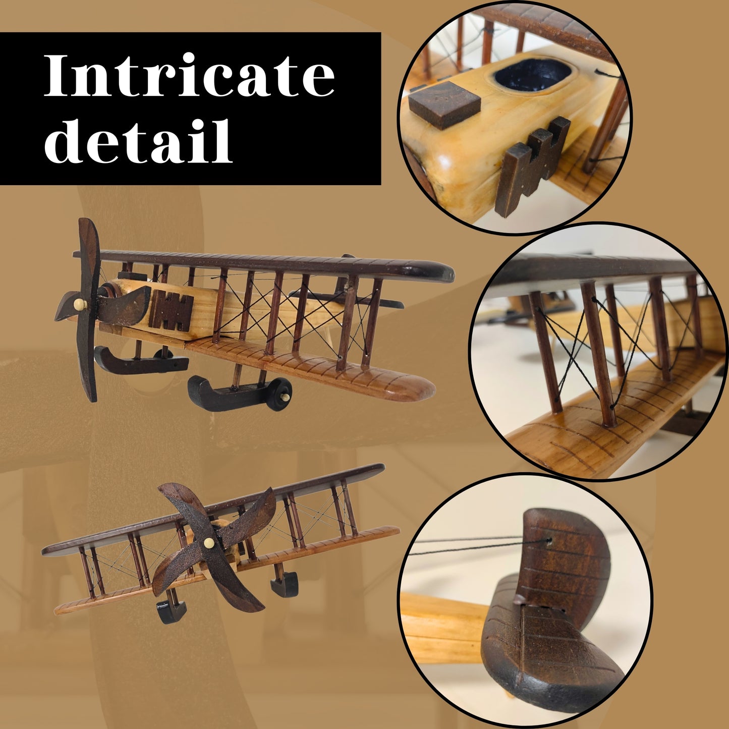 Timber Voyager Model Wooden Airplane Handcrafted Vintage