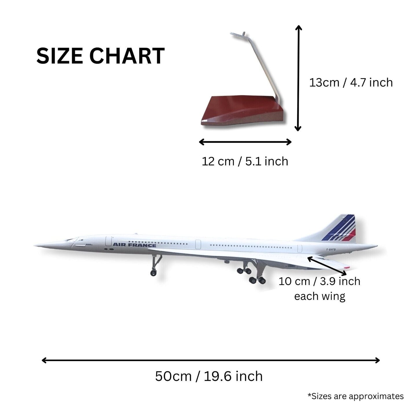 size concorde model plane