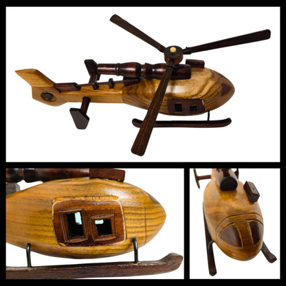 Sky Sentinal Model Helicopter Handcrafted Wooden Vintage