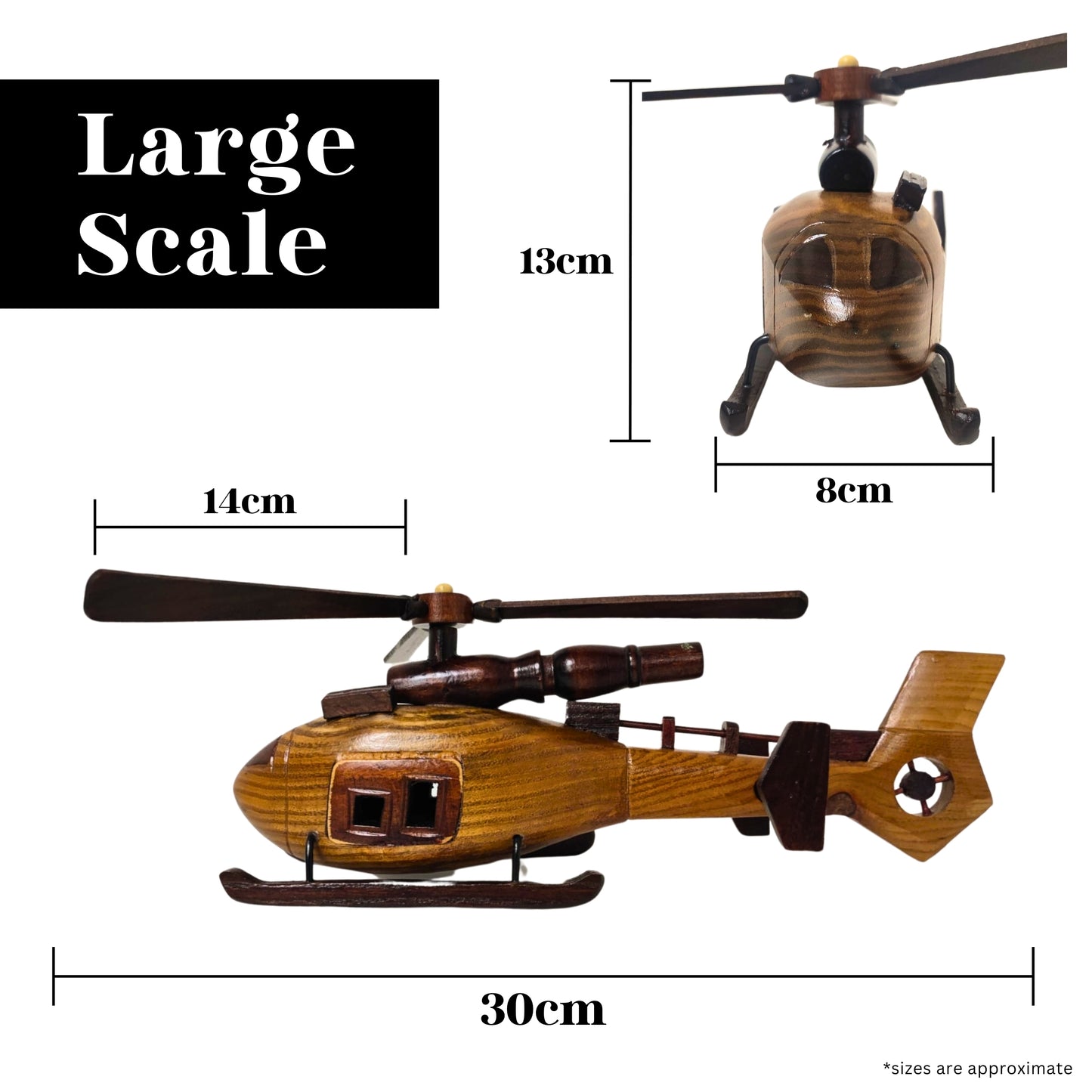 Sky Sentinal Model Helicopter Handcrafted Wooden Vintage