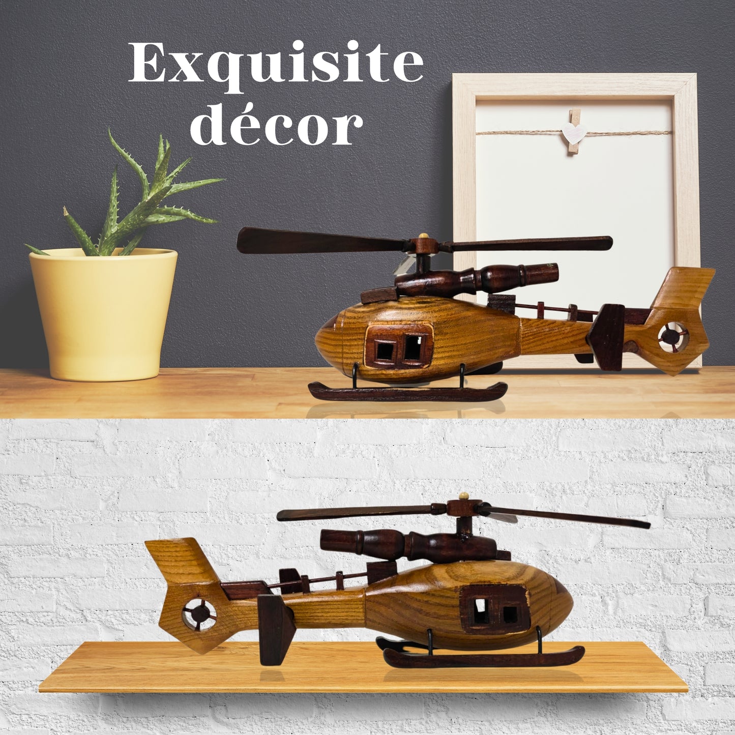 Sky Sentinal Model Helicopter Handcrafted Wooden Vintage